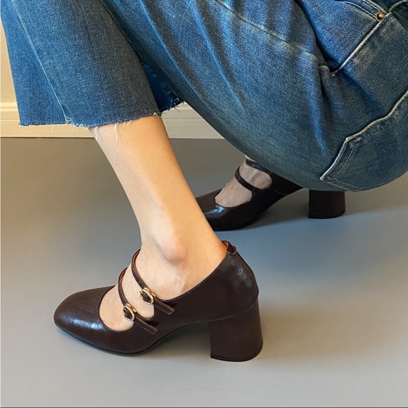 Dark brown / black Mary Jane heels - Picture 3 of 8